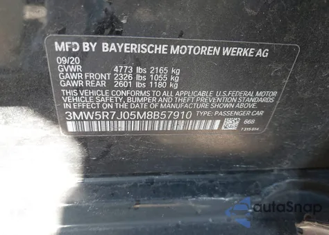2021 BMW 330I xDrive from USA, damaged, VIN 3MW5R7J05M8B57910